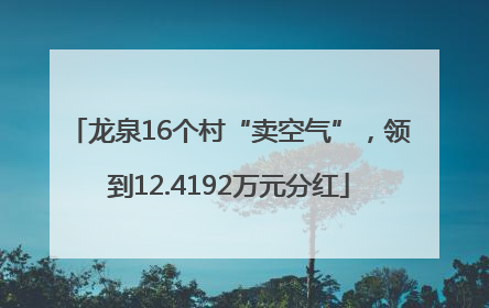 龙泉16个村“卖空气”，领到12.4192万元分红