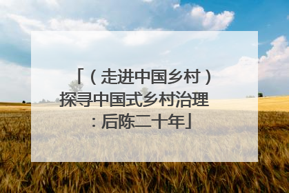 （走进中国乡村）探寻中国式乡村治理：后陈二十年