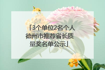 3个单位2名个人 德州市推荐省长质量奖名单公示