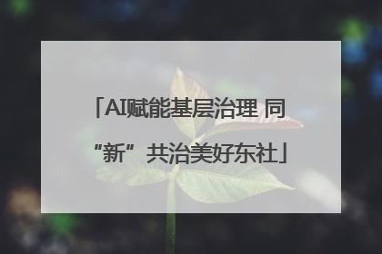 AI赋能基层治理 同“新”共治美好东社